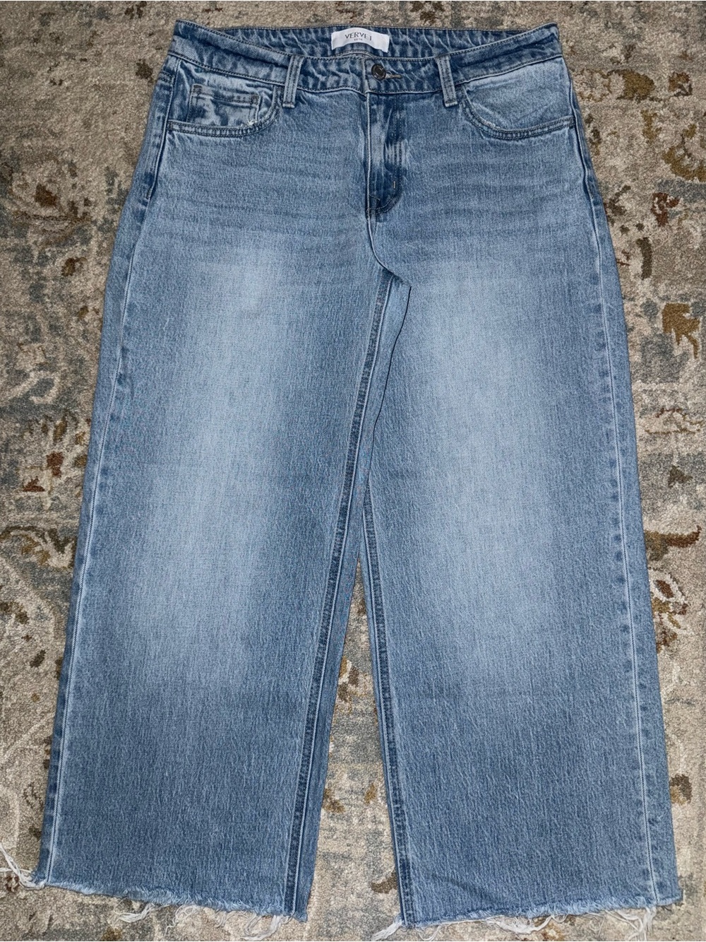 Vervet Wide-Leg Cropped Jeans in Light Blue